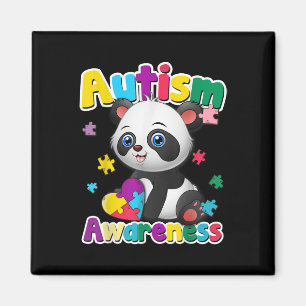 Imán Conciencia sobre el autismo Panda Puzzle Pieces Co