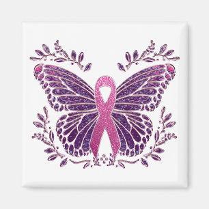 Imán Conciencia sobre el cáncer de mama Butterfly Flora