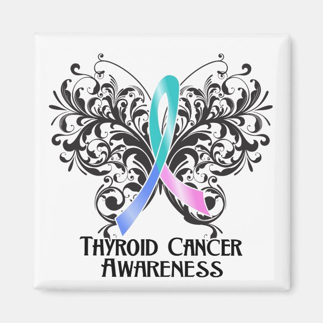 Imán Conciencia sobre el cáncer tiroideo de mariposa (Frente)