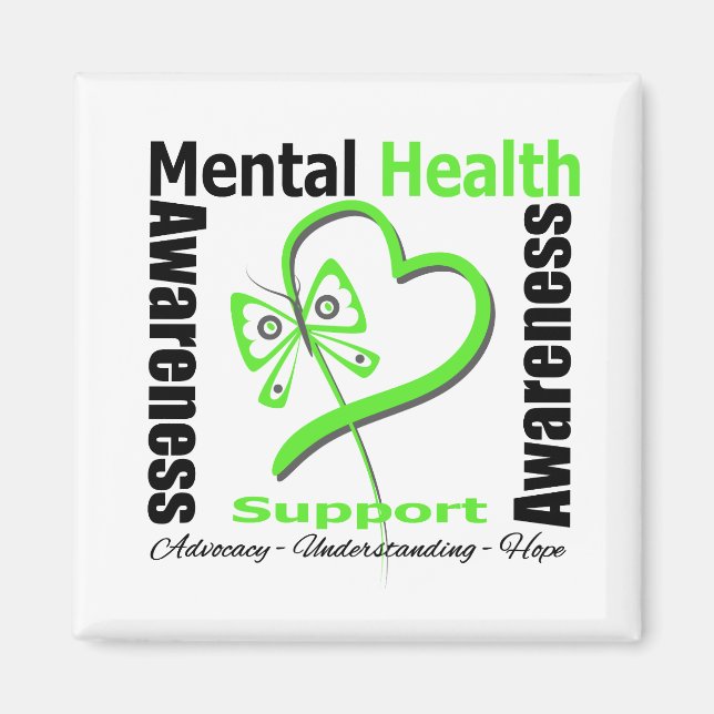Imán Conciencia sobre la salud mental Cinta de mariposa (Frente)