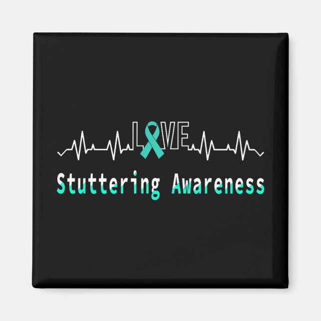 Imán Concienciación de Stutter Love Heartbeat Support V (Frente)
