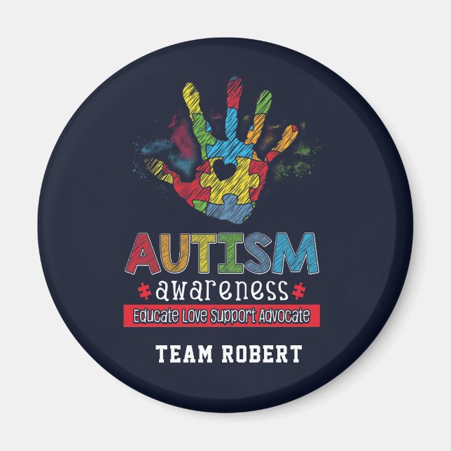 Imán Concienciación Personalizada sobre el Autismo Educ (Frente)