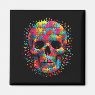 Imán Concienciación sobre autismo cráneo Hombres hincha