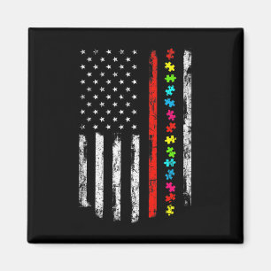 Imán Concienciación sobre el autismo 4 de julio, fuego