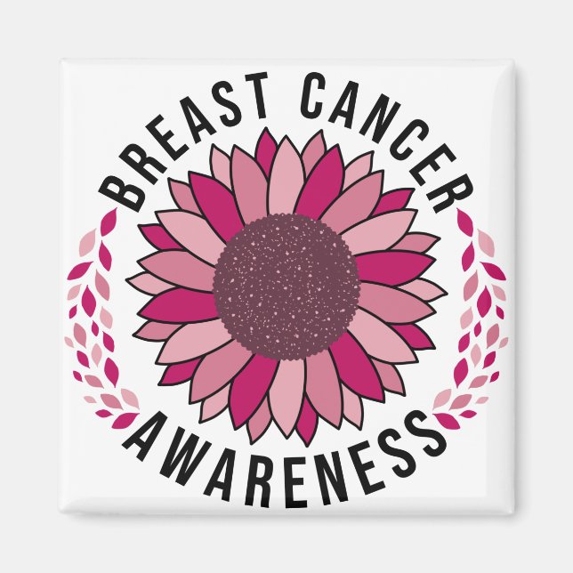 Imán Concienciación sobre el cáncer de mama Apoyo Flor  (Frente)
