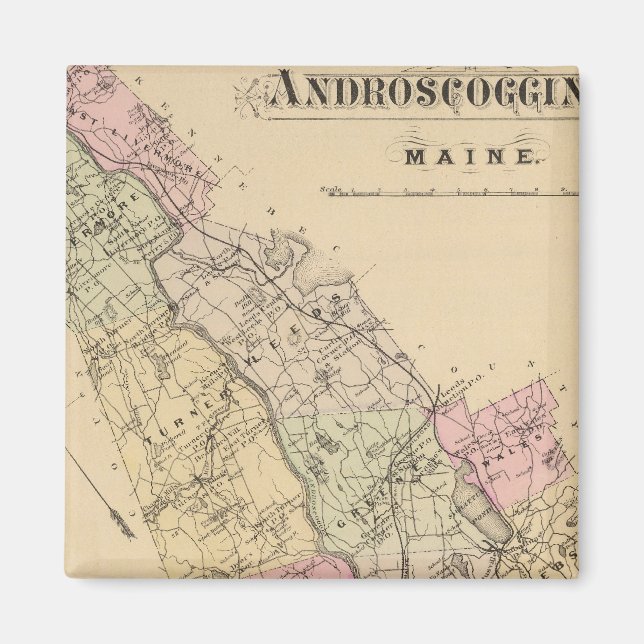 Imán Condado de Androscoggin, Mapa Maine (Frente)