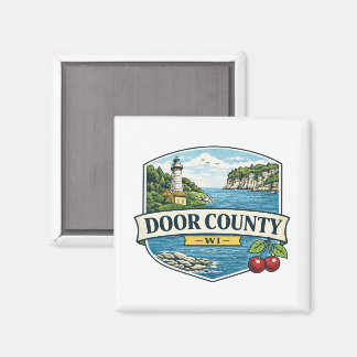 Imán Condado de Door, WI Faro y Lago MichiganImán