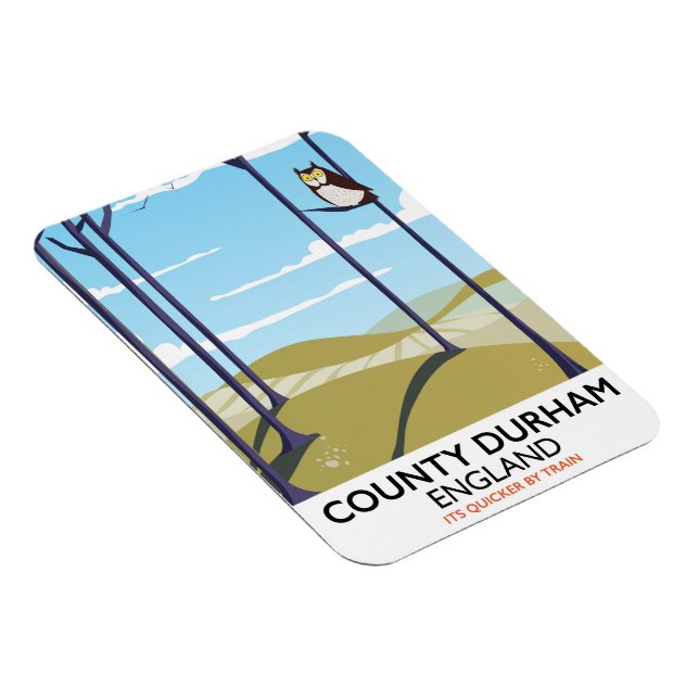 Imán Condado de Durham, poster de trenes de Inglaterra (Lado Derecho)