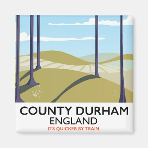 Imán Condado de Durham, poster de trenes de Inglaterra