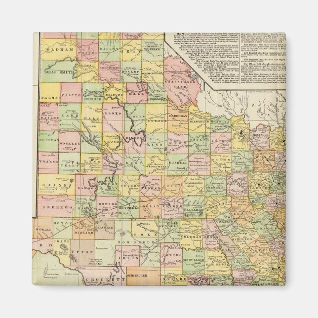 Imán Condado de Gran Escala y Mapa Ferroviario de Texas (Frente)