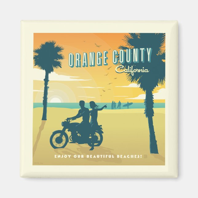 Imán Condado de naranja, playas de California (Frente)