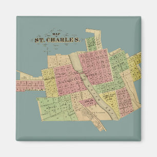 Imán CONDADO DE St Charles ILLINOIS 1871 MAP FOX RIVER 