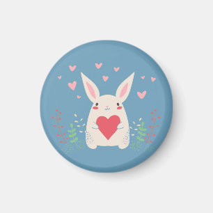 Imán Conejito blanco lindo con corazón