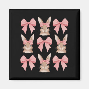 Imán Conejito de Pascua con Coquette Bow Easter Day Gir