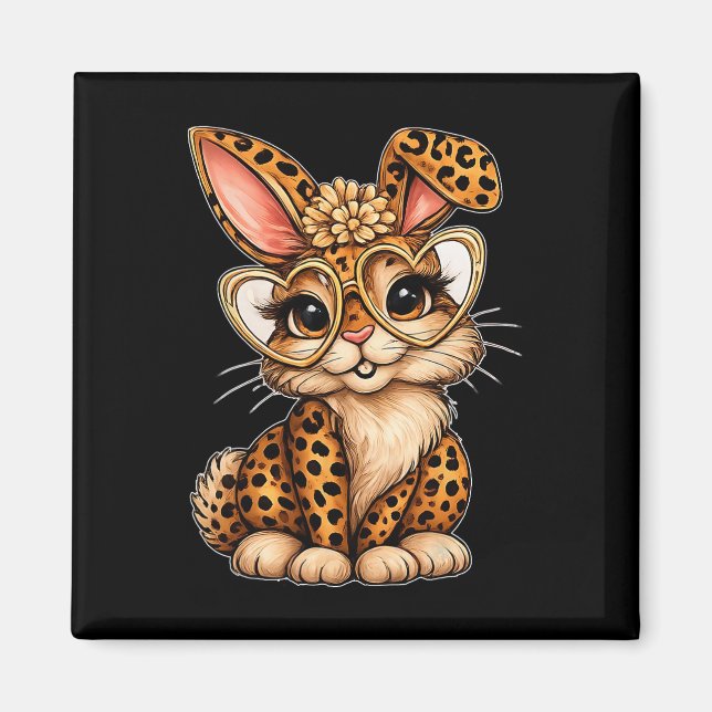 Imán Conejito de Pascua Leopardo Adorable Corazón Gles  (Frente)