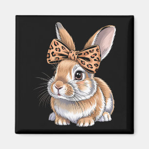 Imán Conejito de Pascua lindo cara lazo leopardo conejo