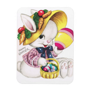 Imán Conejito de pascua lindo del vintage con el huevo