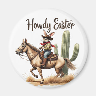 Imán Conejito de Pascua montando un vaquero de caballo