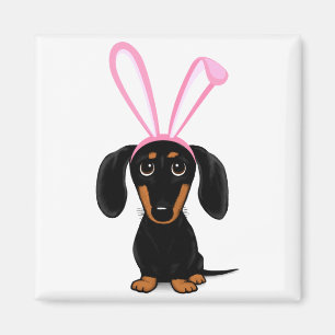 Imán Conejito divertido de Pascua perro dachshund negro