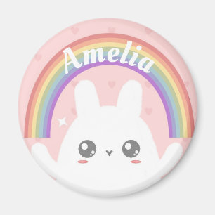 Imán Conejito kawaii y arcoiris personalizados