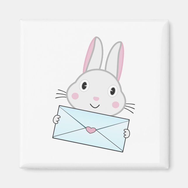 Imán Conejito lindo y adorable conejo de la carta de am (Frente)