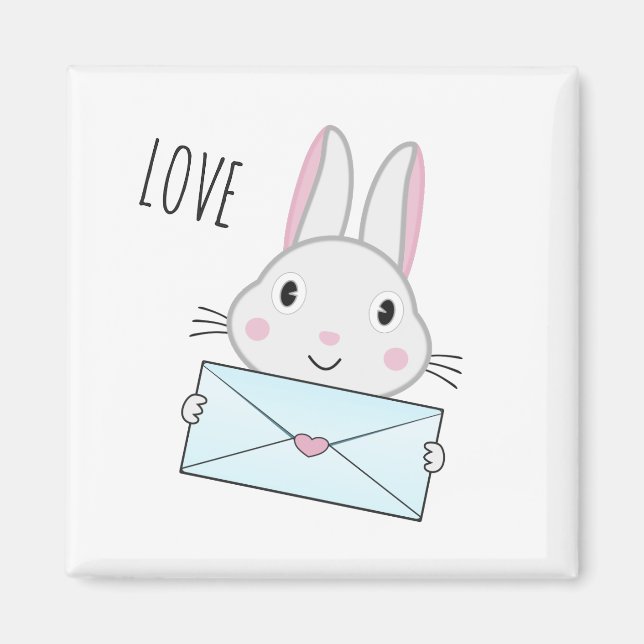 Imán Conejito lindo y adorable conejo de la carta de am (Frente)