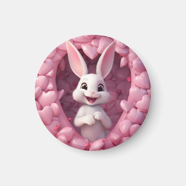 Imán Conejito Magnético Adorable de San Valentín (Frente)