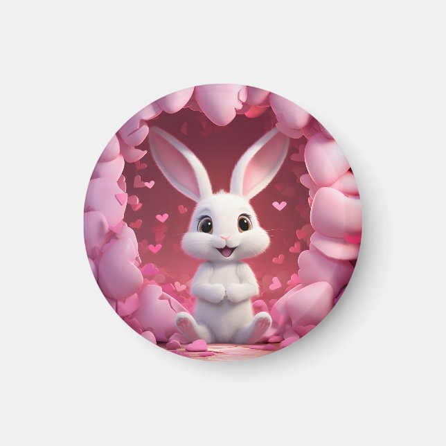 Imán Conejito Magnético Adorable de San Valentín (Frente)