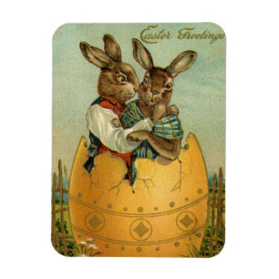Imán Conejitos de Pascua Victorianos Antiguos en un Hue