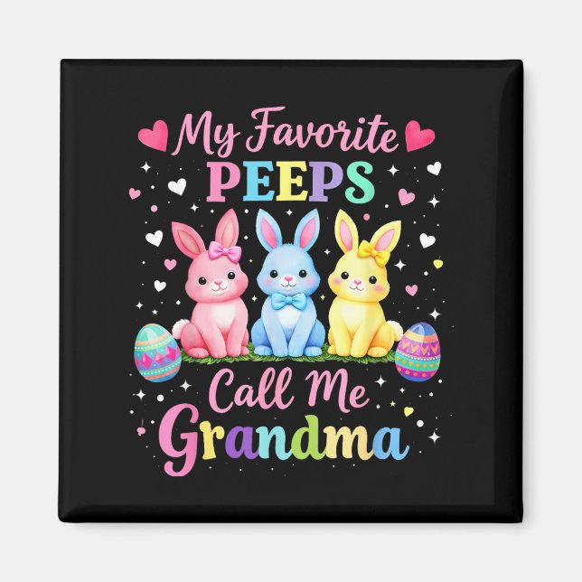 Imán Conejitos Favoritos Llaman Abuela Lindo Día de Pas (Frente)
