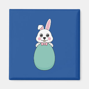 Imán Conejo blanco lindo con huevo de Pascua