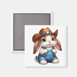 Imán Conejo con ropa de vaca con Gorra y overoles