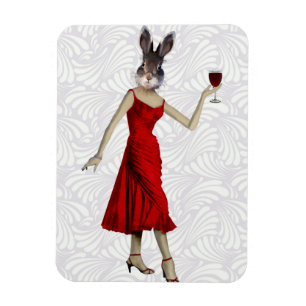 Imán Conejo con vestido rojo 2