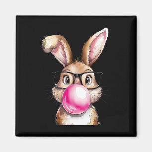 Imán Conejo Conejo Con Burbuja En El Día De Pascua Rosa