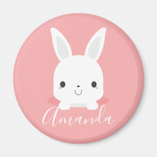 Imán Conejo conejo conejito rosado con nombre personali