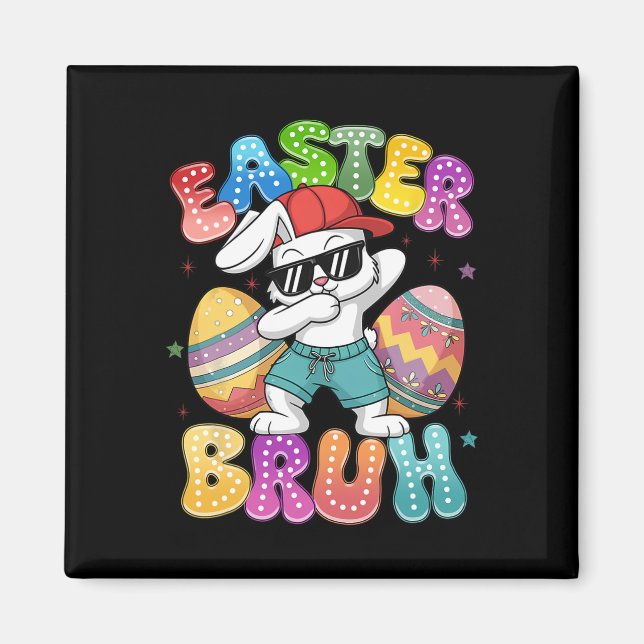 Imán Conejo Dabbing Pascua Bruh Meme Dicho Divertido Ad (Frente)