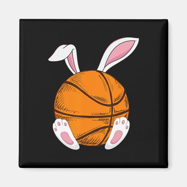 Imán Conejo de baloncesto de Pascua Conejo Conejo Feliz (Frente)