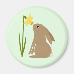 Imán Conejo de conejo de pascua y flor de Daffodil