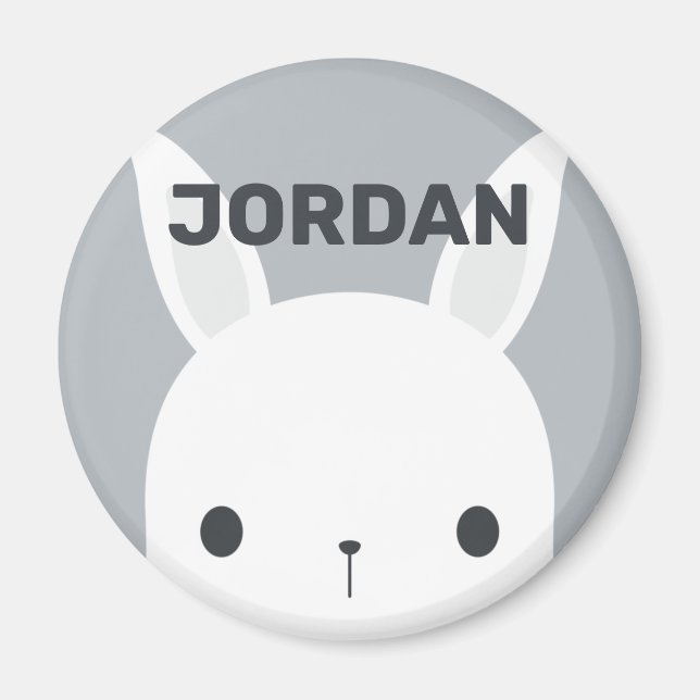 Imán Conejo de conejo pequeño y lindo con nombre person (Frente)