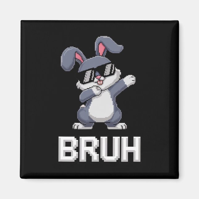 Imán Conejo de Dabbing Bruh Conejo Feliz Día de Pascua  (Frente)
