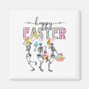 Imán Conejo de Esqueleto del Día Feliz de Pascua Chicos