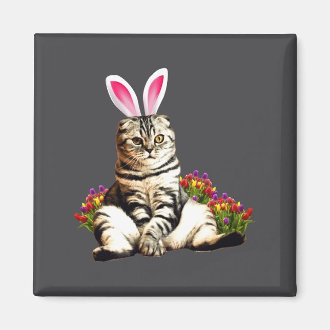 Imán Conejo de flor de tulipán de Pascua (Frente)