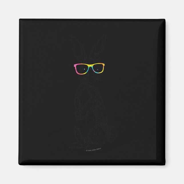 Imán Conejo de gafas de centeno de hipster con mango su (Frente)