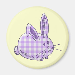 Imán conejo de gingham púrpura
