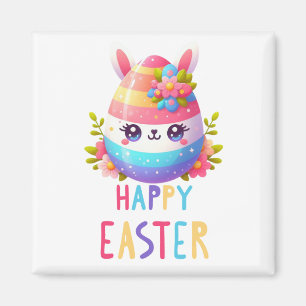 Imán Conejo de huevo de Pascua de colores, lindo