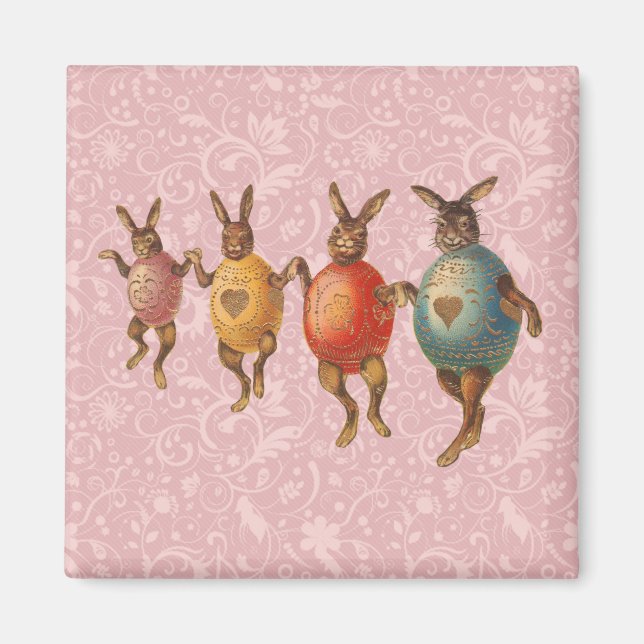 Imán Conejo de Pascua bailando huevos (Frente)