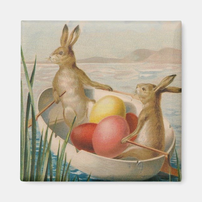 Imán Conejo de Pascua Barco de Huevo de Color (Frente)