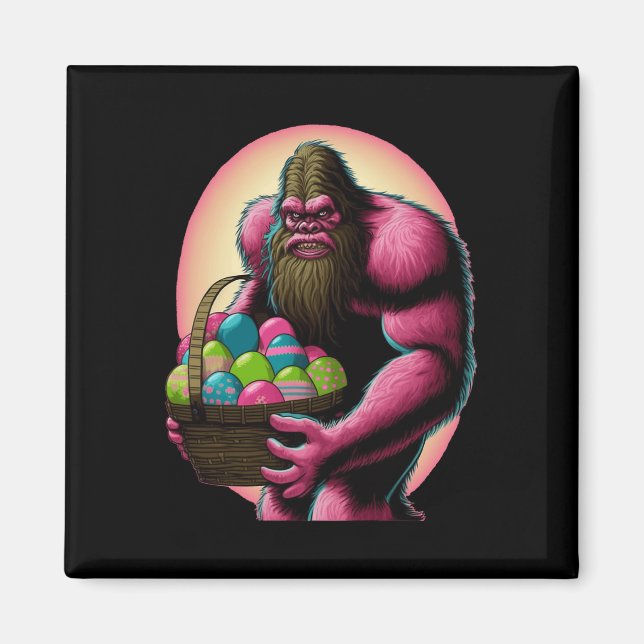 Imán Conejo de Pascua con cesta de huevos de Pascua Fun (Frente)