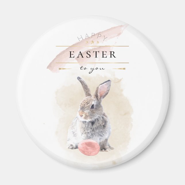 Imán Conejo de Pascua con estilo | Arte en acuarela de  (Frente)