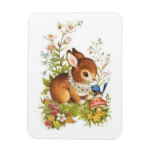 Conejo De Pascua De Primavera Vintage En Flores